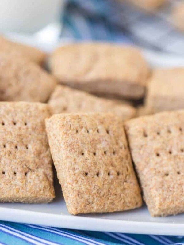 plate of rustic home made graham crackers