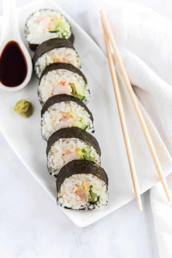 sushi roll on a white plate