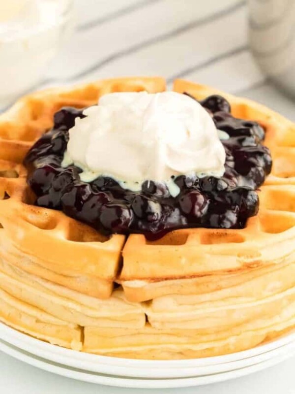 My mom's blueberry topping for waffles, pancakes, or ice cream (or anything else your heart desires!) is so fun, fresh, and sweet, making it the perfect addition to so many breakfast and dessert favorites!