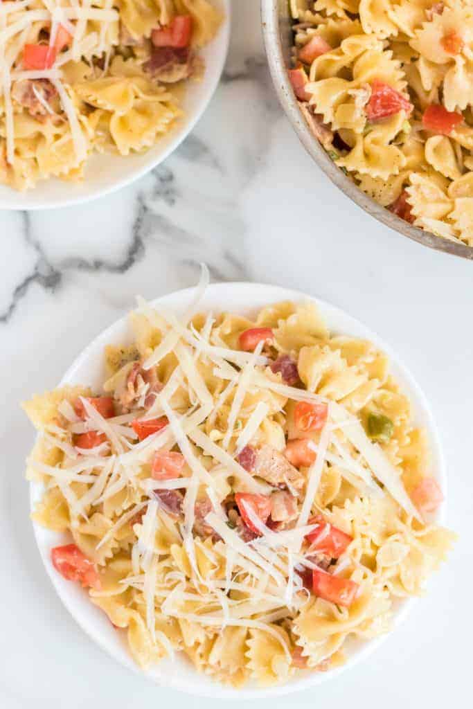 Creamed Pasta with Bacon + Vegetables | Easy Bacon & Pasta Recipe