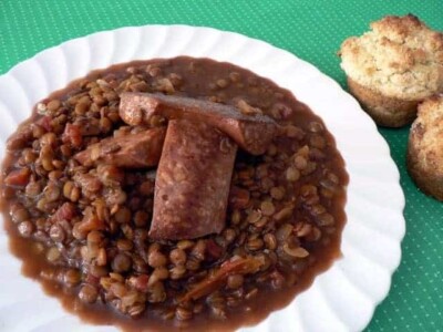 Spicy Lentils with Sausage Recipe — Bless this Mess