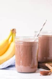 Creamy Chocolate Peanut Butter Banana Smoothie | Bless This Mess