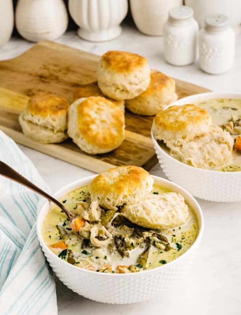 Slow Cooker Chicken Pot Pie Recipe (with Biscuits!)