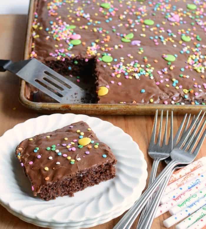 Quick and Easy Chocolate Sheet Cake - Bless This Mess