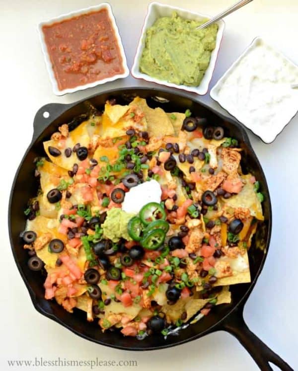 Easy Chicken Skillet Nachos | Simple 20 Minute Super Bowl Nacho Recipe