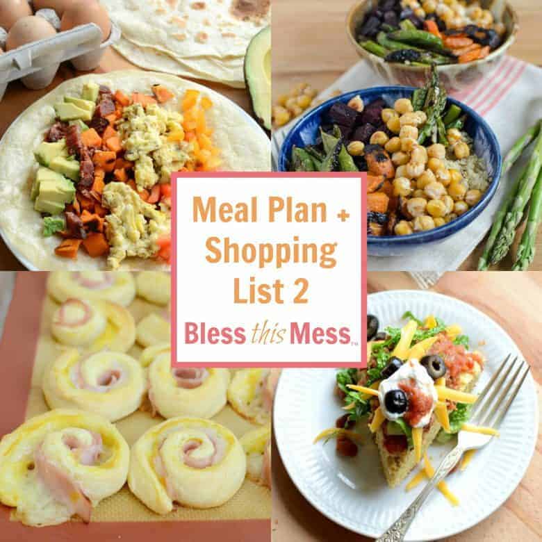 Easy Family Meal Plan 2 with Shopping List - Bless This Mess