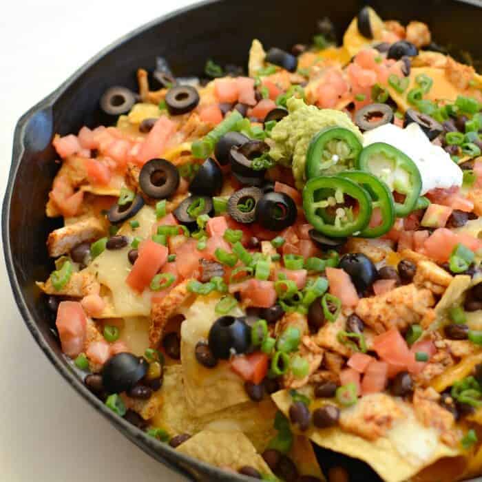 Easy Chicken Skillet Nachos | Simple 20 Minute Super Bowl Nacho Recipe