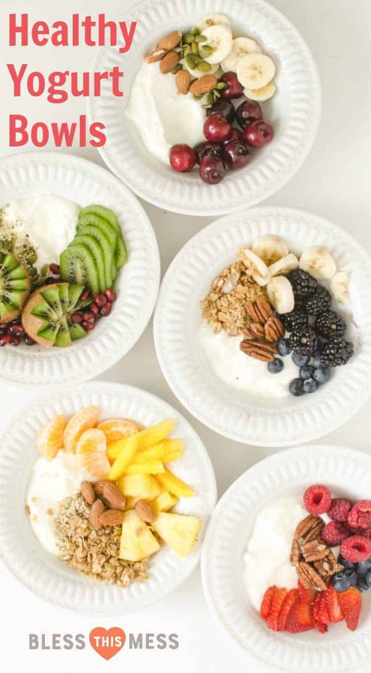 5 quick, simple, and healthy yogurt bowl ideas are packed with nutrition and will help you get excited about eating a healthy breakfast (or snack!). 