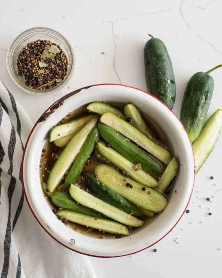 Sweet and Spicy Cucumbers and Vinegar Easy 5 Minute Pickle Recipe