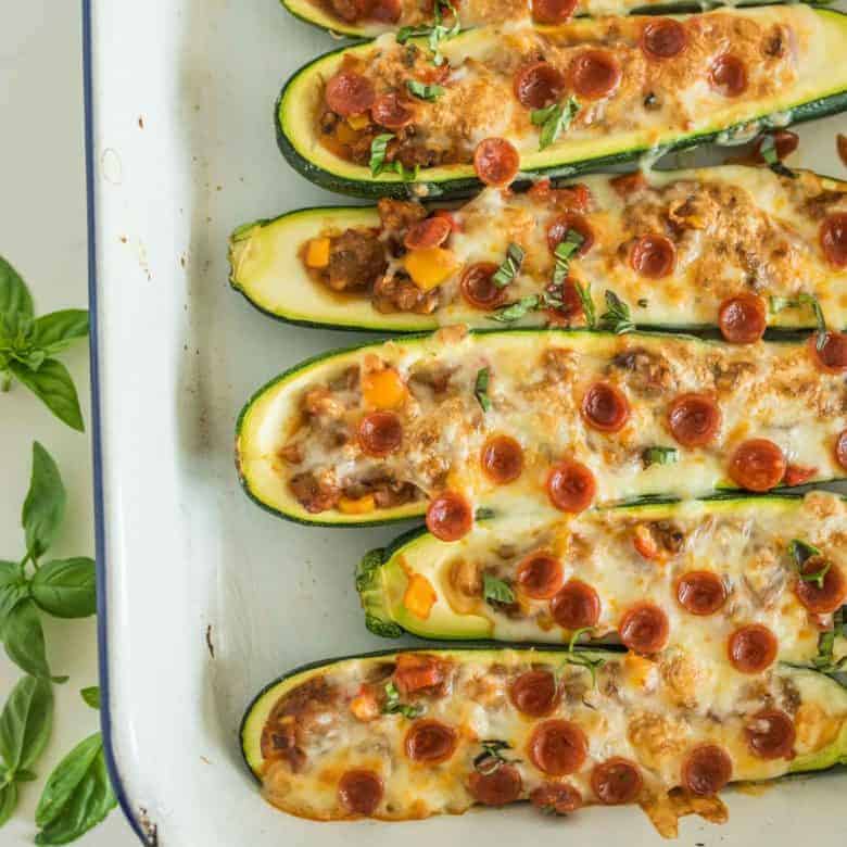 Supreme Pizza Stuffed Zucchini | A Healthy Zucchini Boat-Pizza Recipe