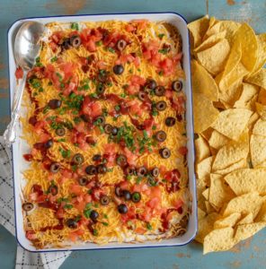 Classic Layered Bean Dip — Bless this Mess