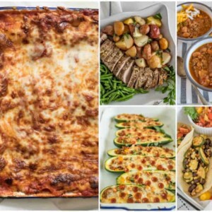 photos of perfectly simple dinners, a five photo collage