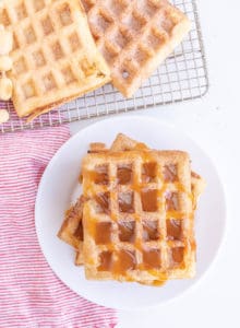 Churro Waffles With Caramel Sauce | Easy Homemade Waffle Recipe