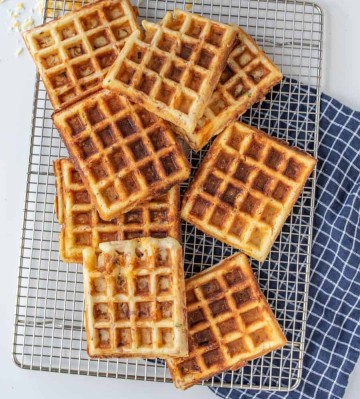 Crispy Ham and Cheese Waffles | The Best Savory Cheesy Waffle Recipe