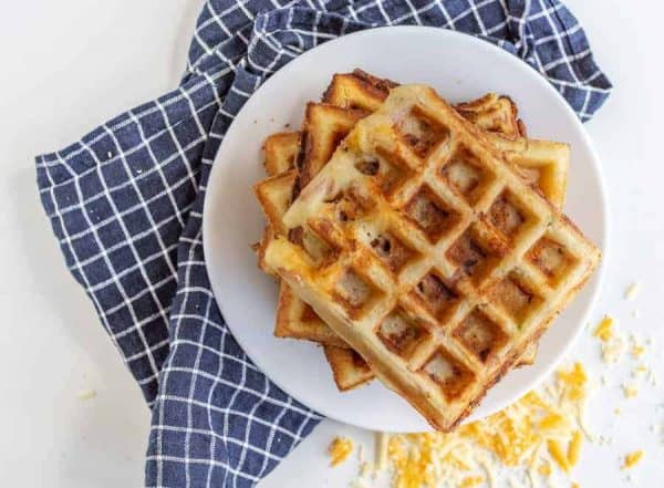 Crispy Ham and Cheese Waffles | The Best Savory Cheesy Waffle Recipe