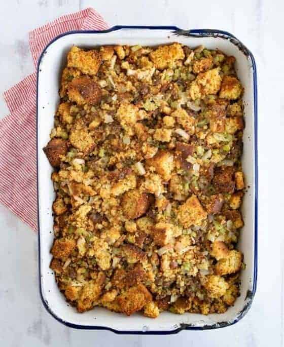 Cornbread Dressing with Sausage and Apples — Bless this Mess