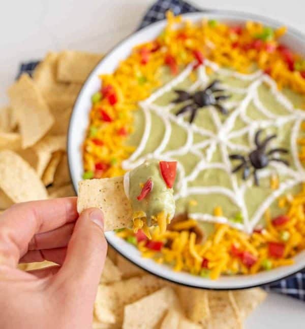 Halloween Spiderweb Bean Dip Recipe 