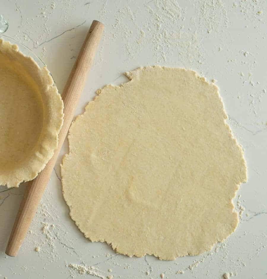 rolled out homemade pie crust.