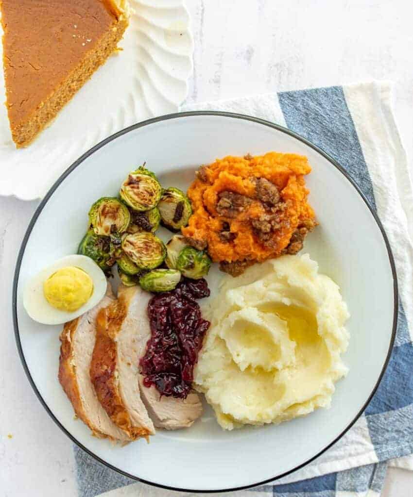 sweet potato casserole on a white plate