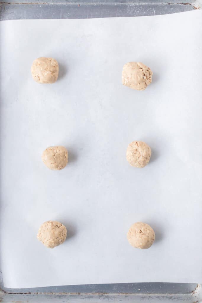 oatmeal cookie dough balls before being baked