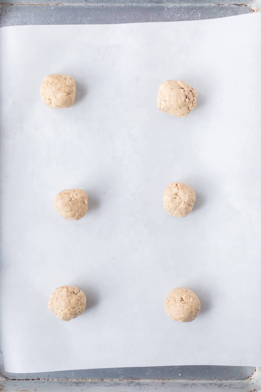 oatmeal cookie dough balls before being baked.