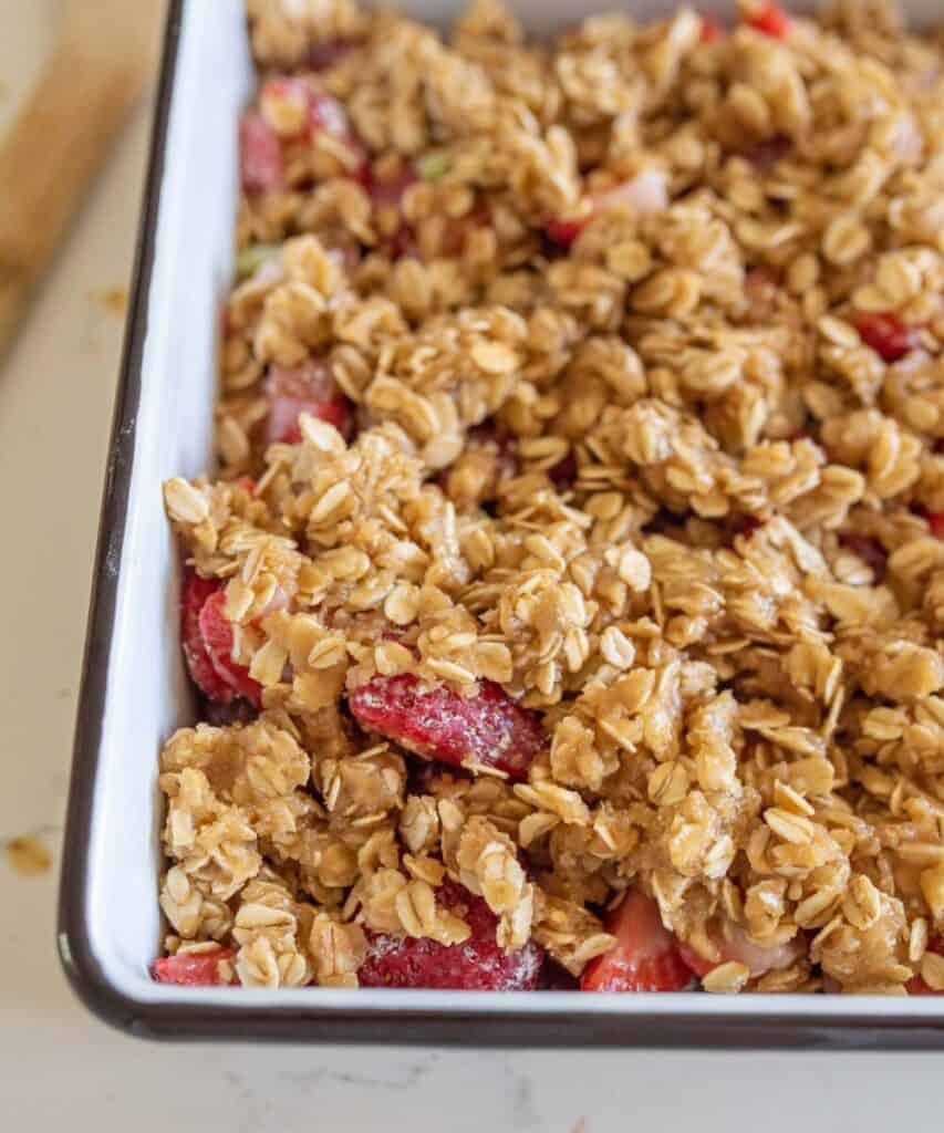 The Best Strawberry Rhubarb Crisp — Bless this Mess