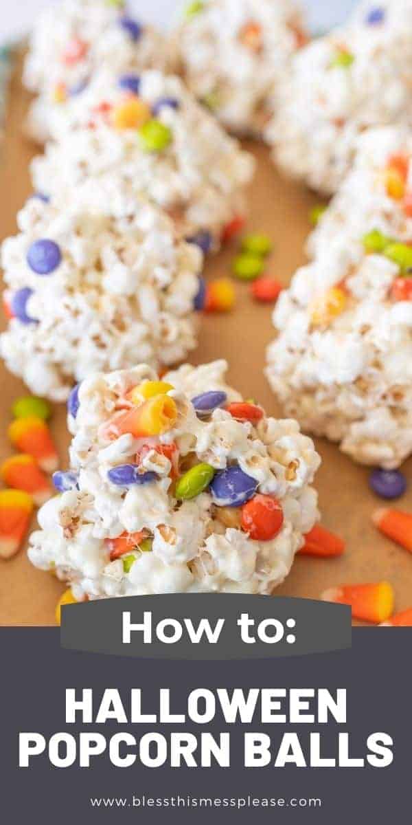 Halloween Popcorn Balls — made with marshmallows