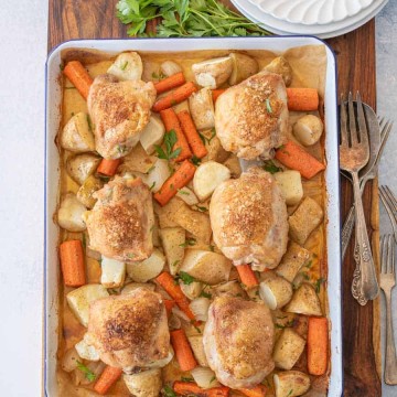 Roasted Chicken Thighs and Potatoes — Bless this Mess