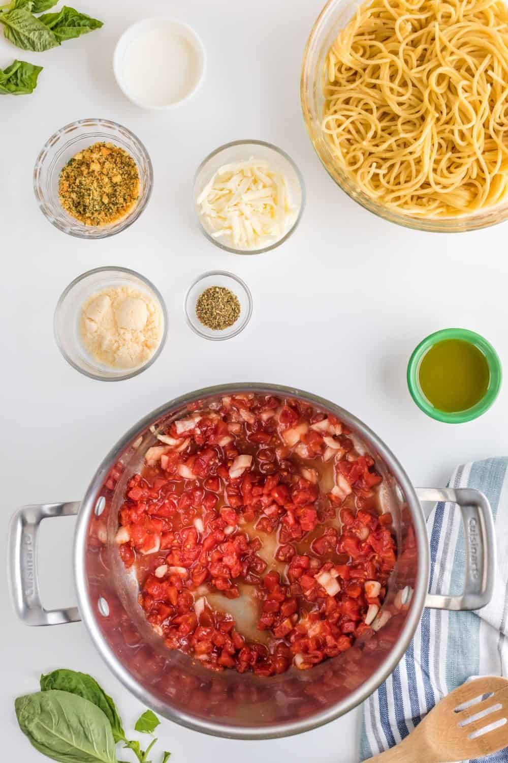 sauce being created for easy parmesan chicken