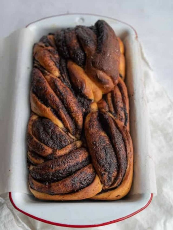 whole chocolate loaf in the bread pan