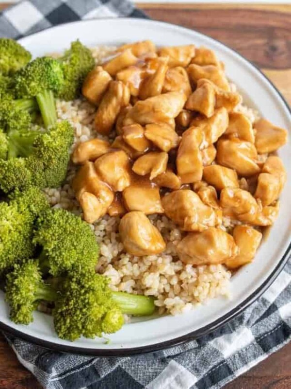 teriyaki chicken pieces on a dinner plate