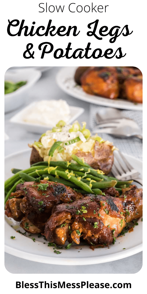 Slow Cooker Chicken Legs and Baked Potatoes — Bless this Mess