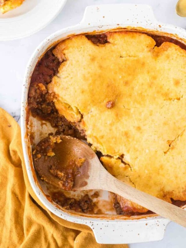 sloppy joe casserole in a baking dish