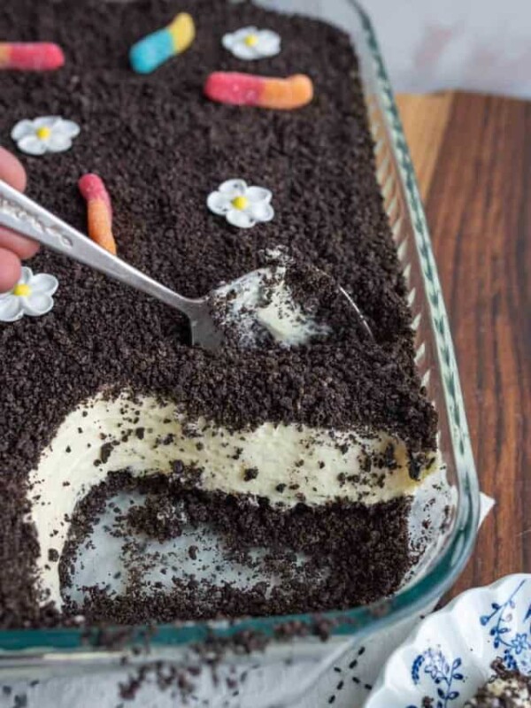 Close up view of layers in dirt pudding