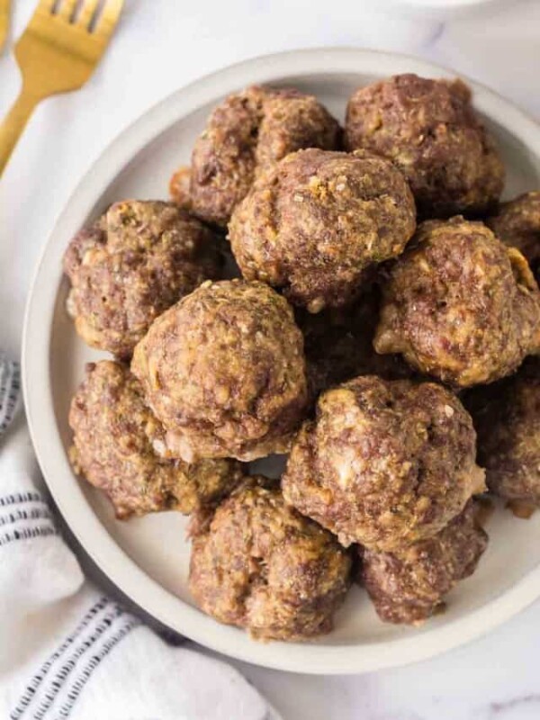 Italian meatballs in a stack on a plate