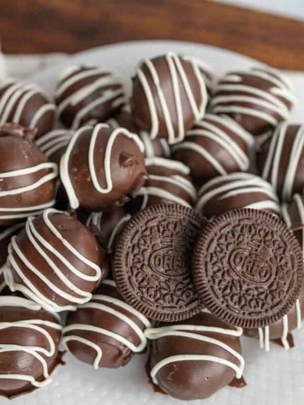 oreo chocolate balls with white icing