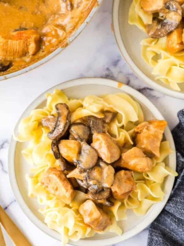 plated chicken stroganoff