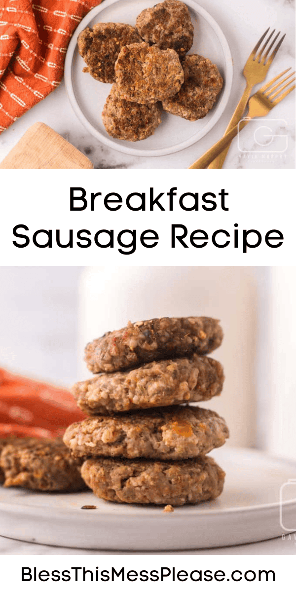 Pinterest pin with text that reads Breakfast Sausage Recipe.