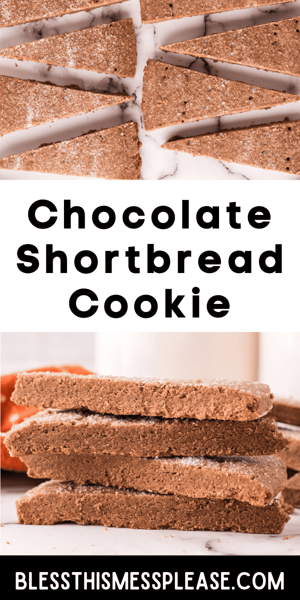 Pinterest pin with text that reads Chocolate Shortbread Cookie.