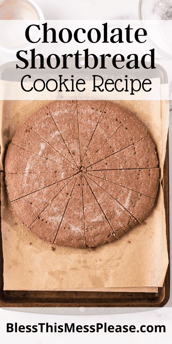 Pinterest pin with text that reads Chocolate Shortbread Cookie Recipe.
