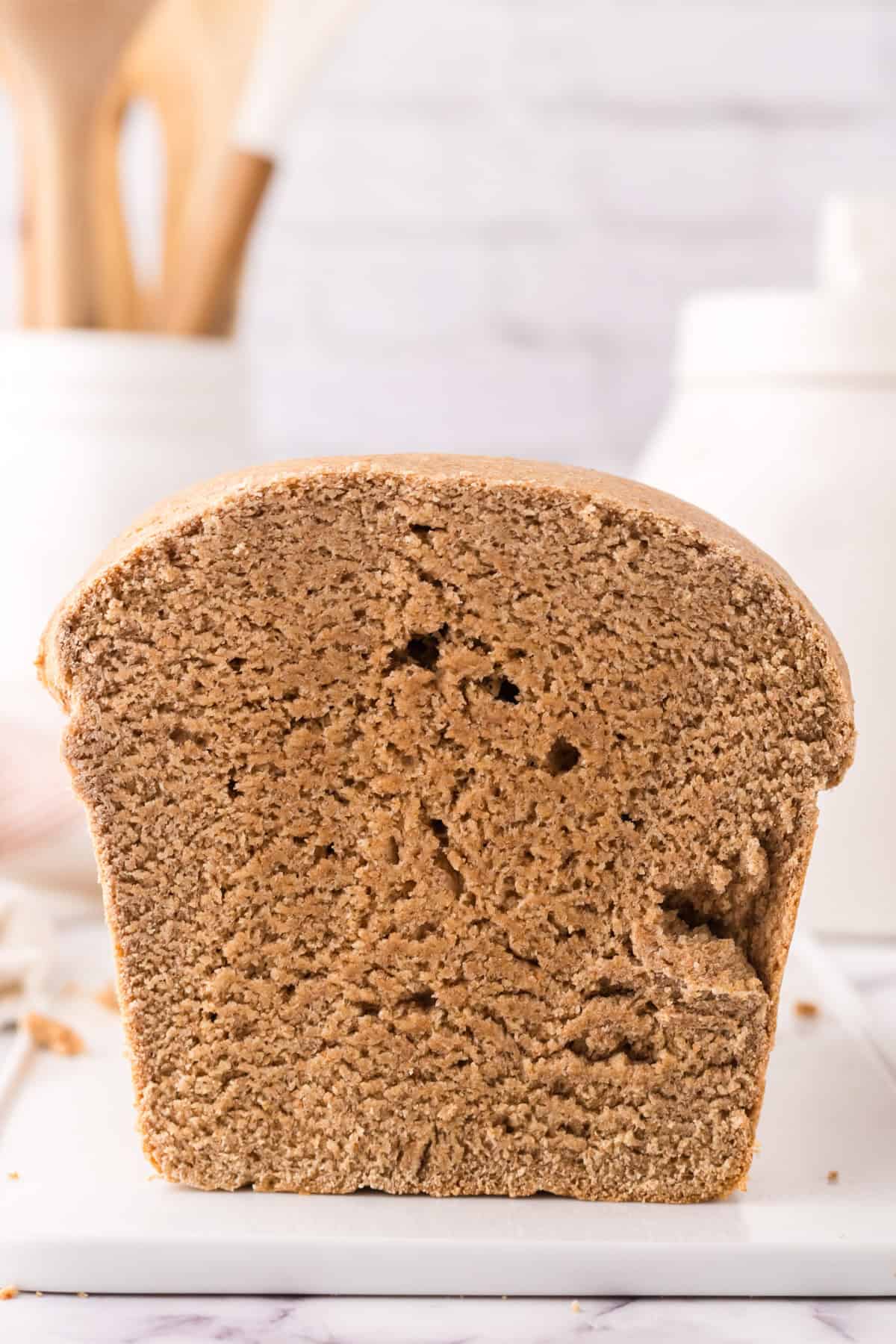 a loaf of whole wheat sandwich bread sliced.
