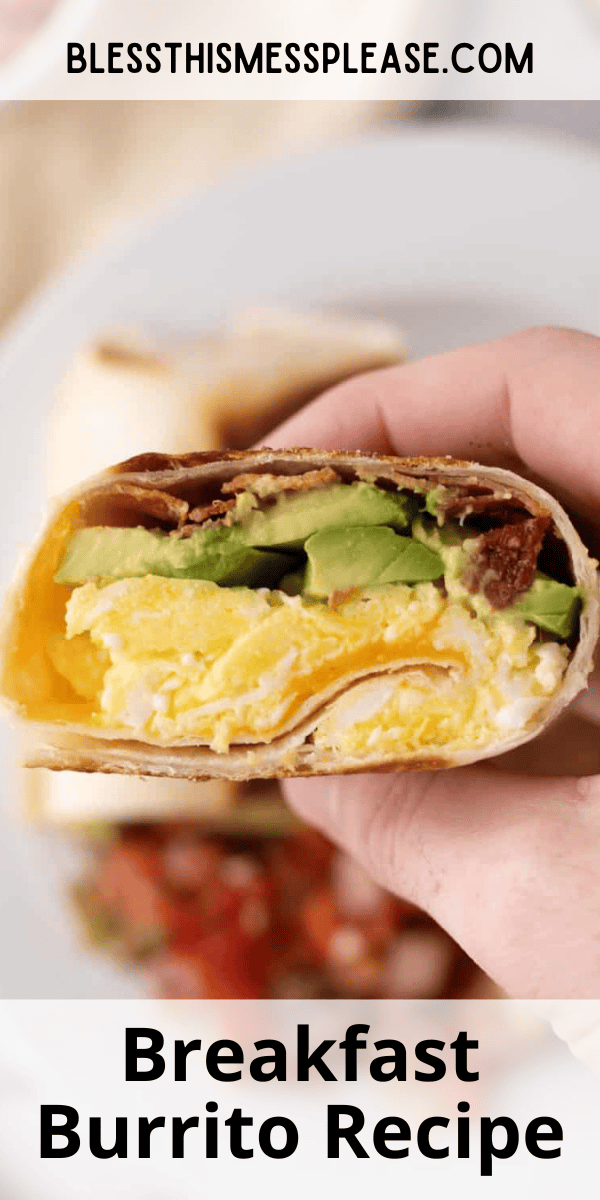 Pinterest pin with text that reads Breakfast Burrito Recipe.