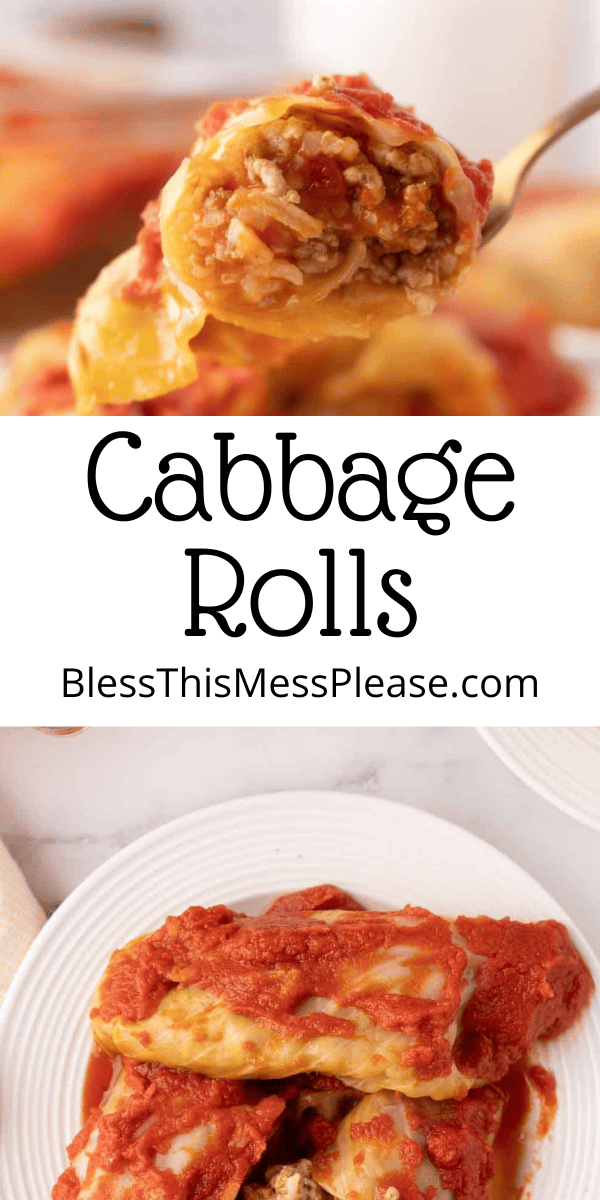 Pinterest pin with text that reads cabbage rolls.