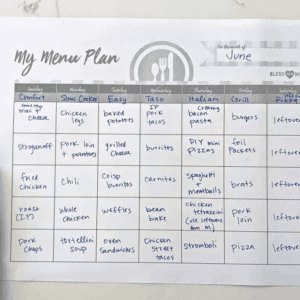 meal planning monthly calendar.