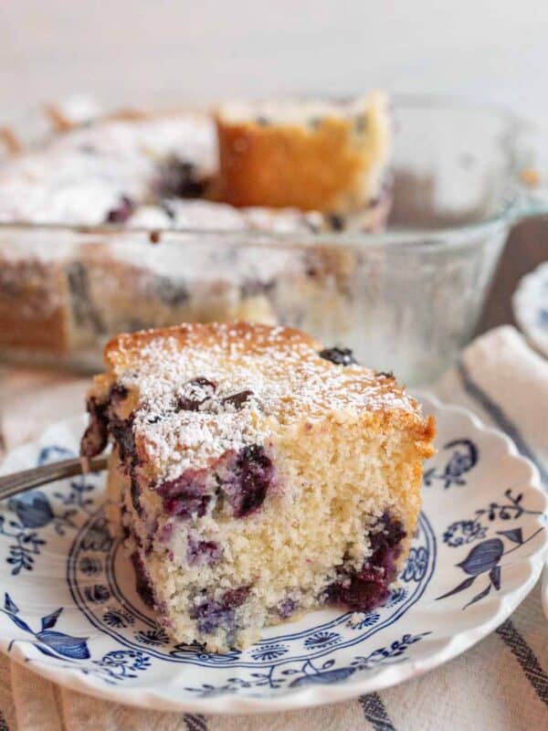 square serving of blueberry cobbler recipe.