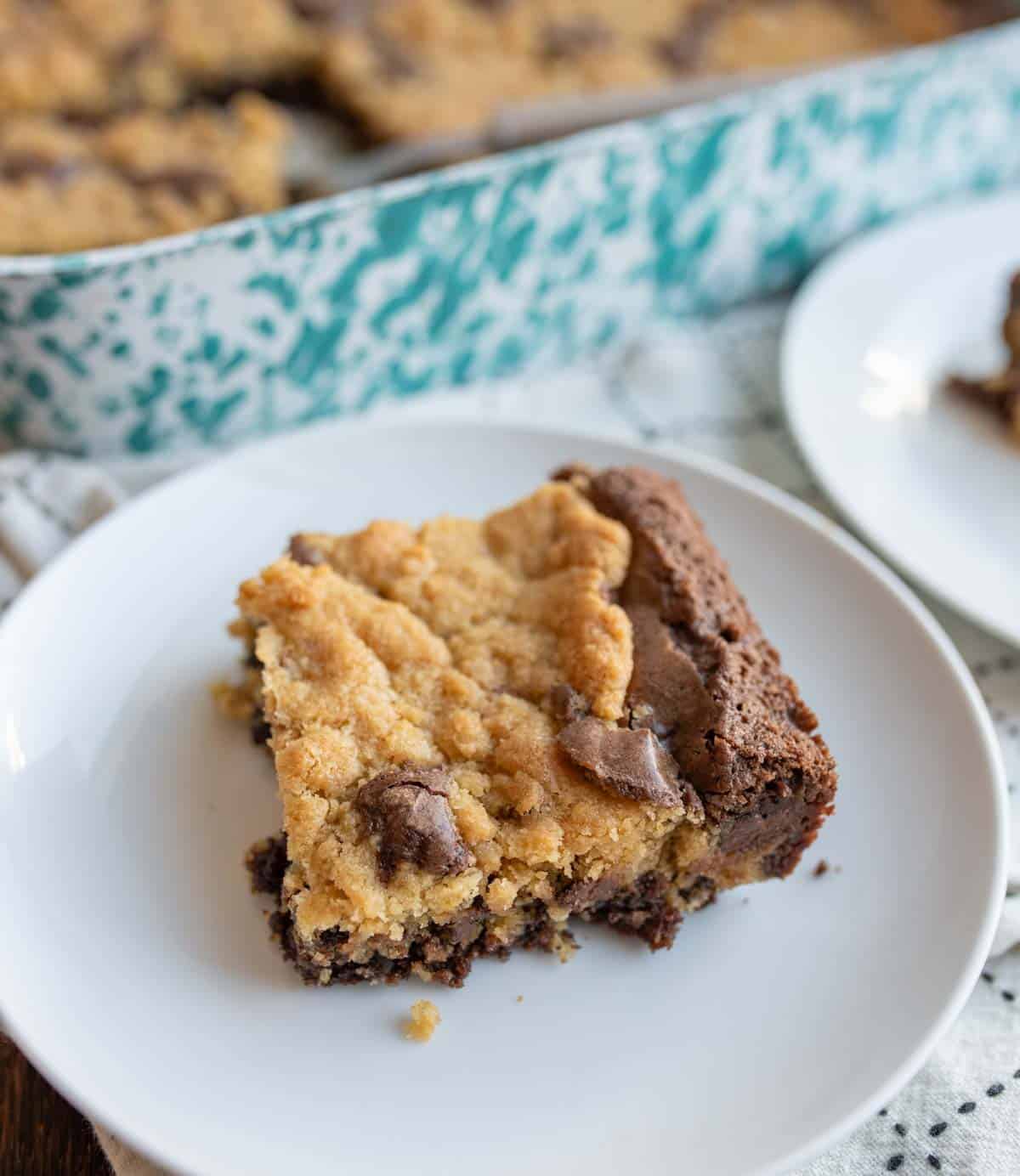 box mix brookies on a white plate.