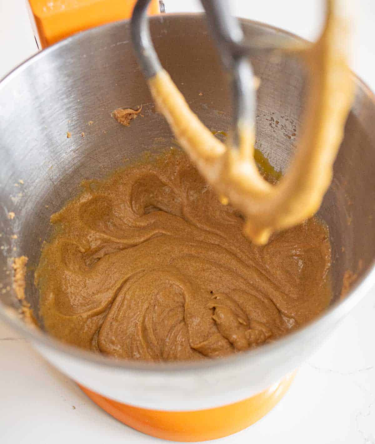 chocolate chip cookies with peanut butter chips dough in the mixing bowl.