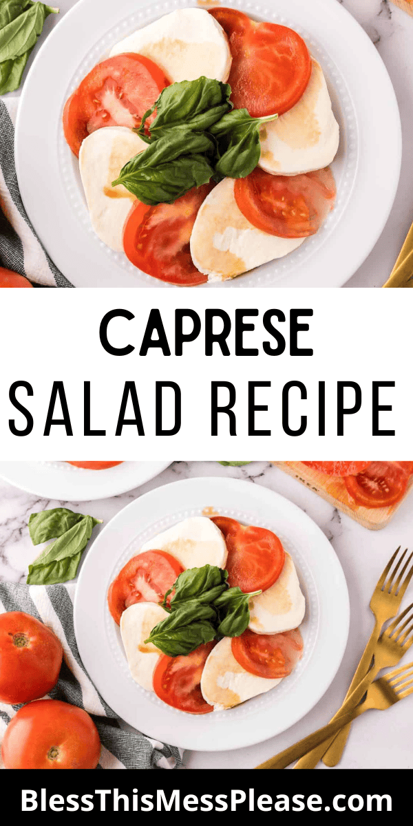 Pinterest pin with text that reads Caprese Salad Recipe.