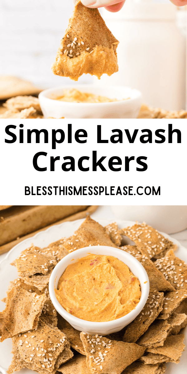 Pinterest pin with text that reads Simple Lavash Crackers Recipe.