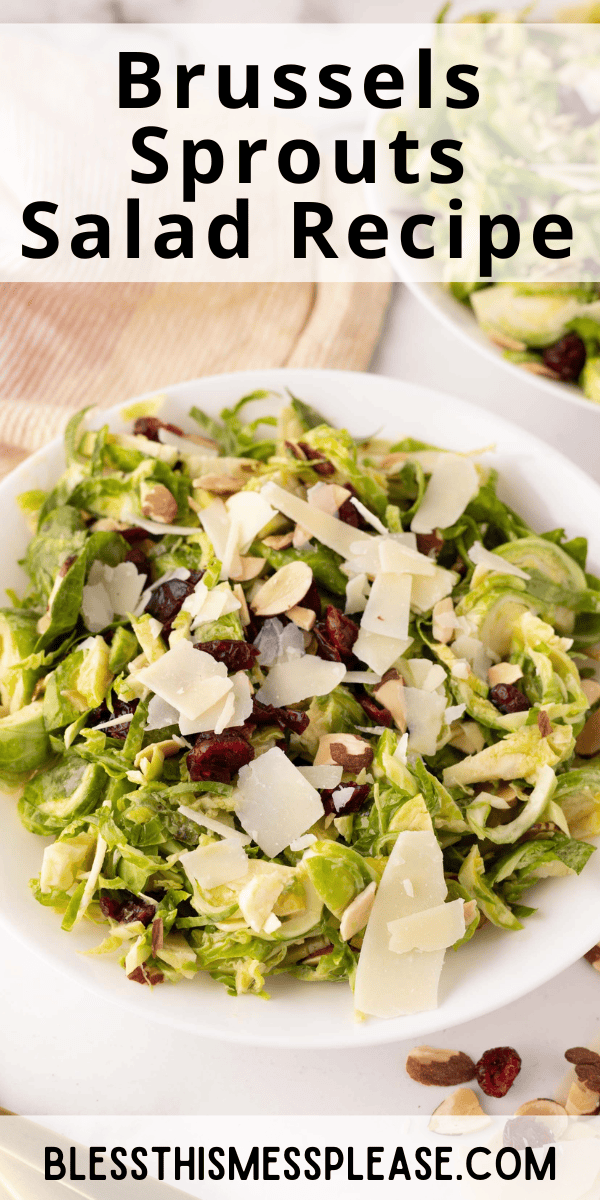 Pinterest pin with text that reads Brussels Sprouts Salad Recipe.